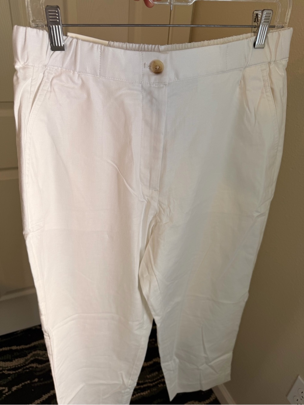 Banana Republic White tapered linen-blend pull on ankle pant Size M #166 - Picture 3 of 14